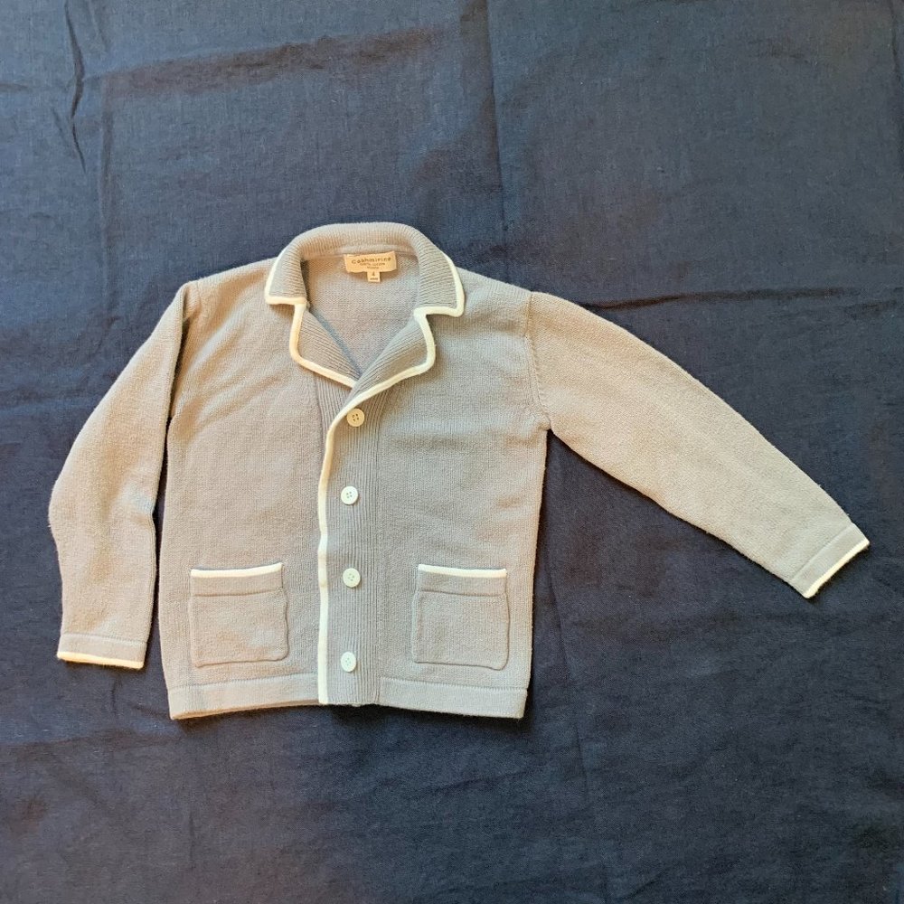 Cashmirino cotton collared cardigan sweater, 4T